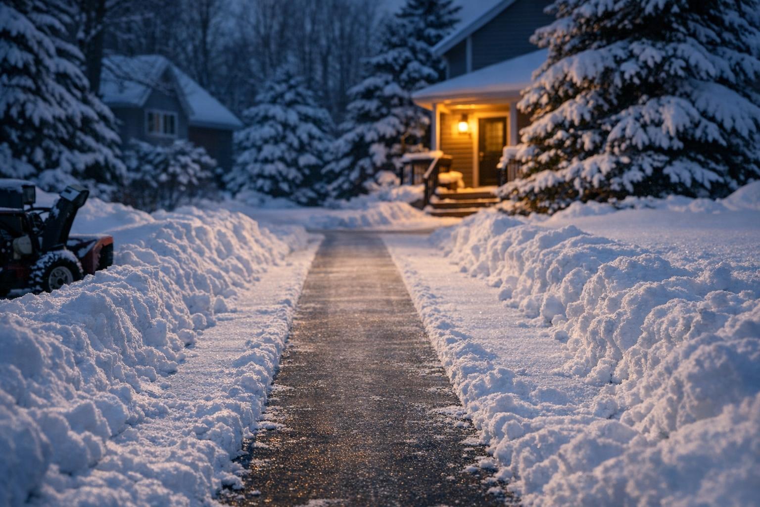 Choosing a Snow Blower by Clearing Width: Matching the Machine to Your Driveway AI-generated editorial illustration.