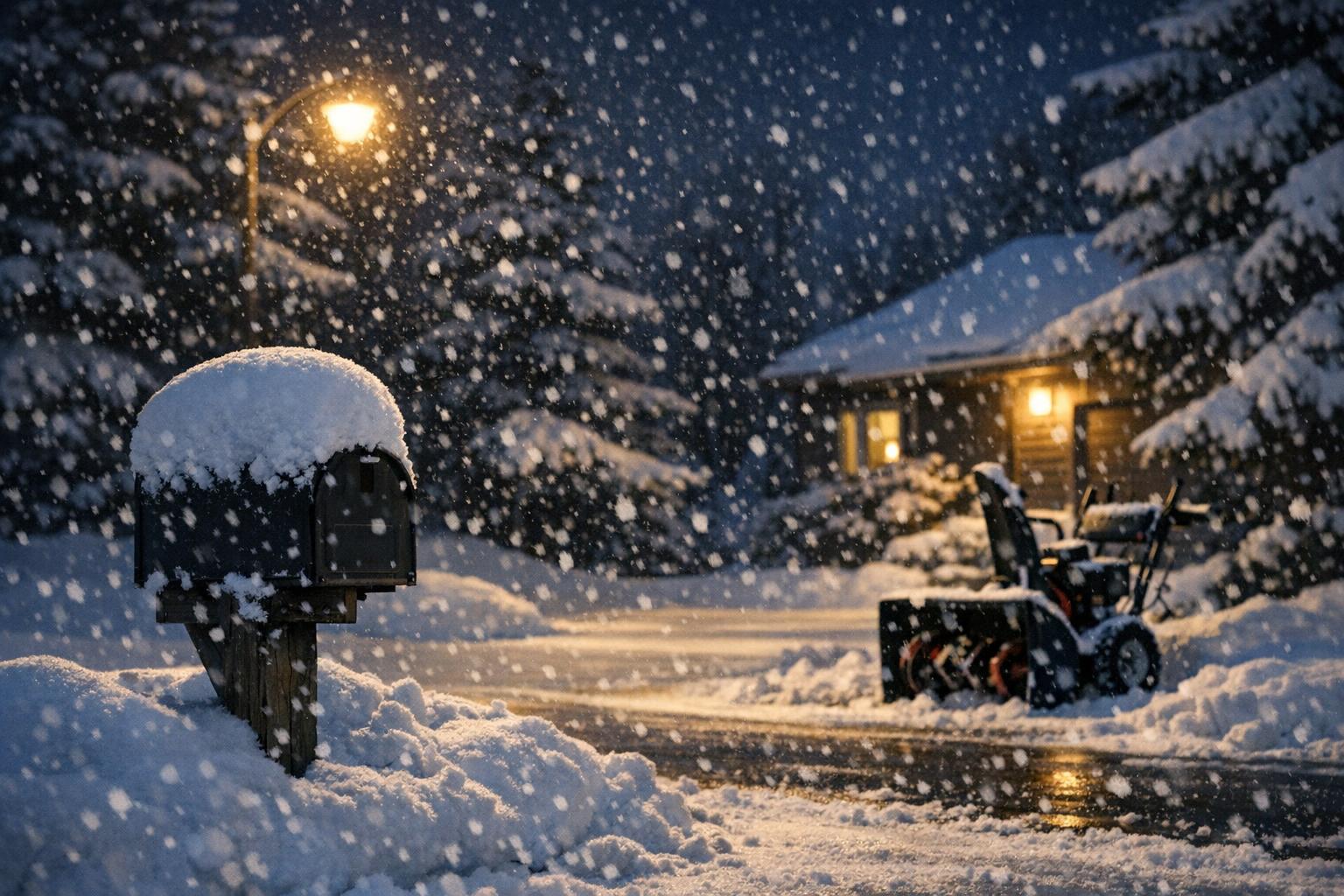 When the snowfall is serious. AI-generated editorial illustration.
