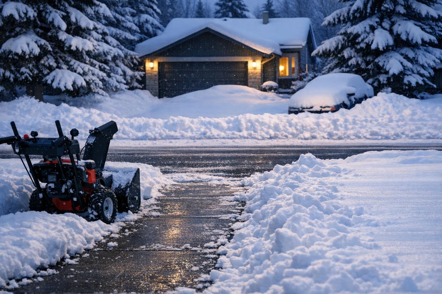 Single-Stage vs Two-Stage Snow Blowers: Surface, Depth and Suitability AI-generated editorial illustration.